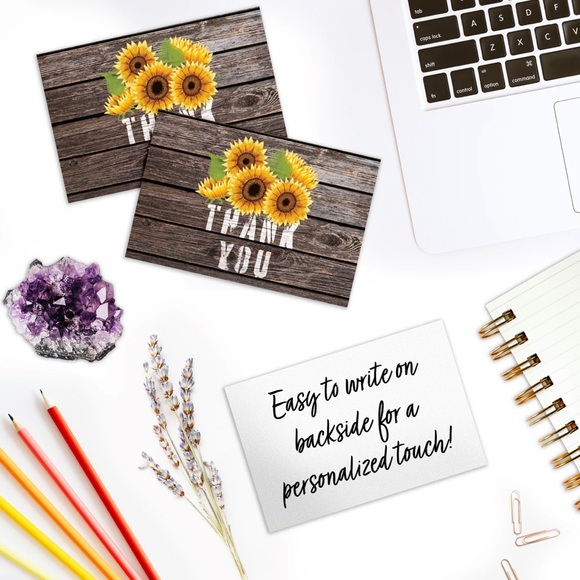 50 Pack 4X6 Sunflower Thank You Cards PRICE IS FIRM - Picture 2 of 5